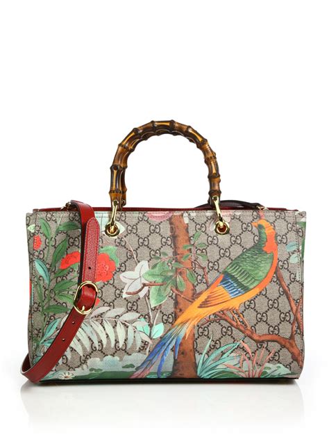 gucci purse floral pattern|gucci bamboo shopper tote.